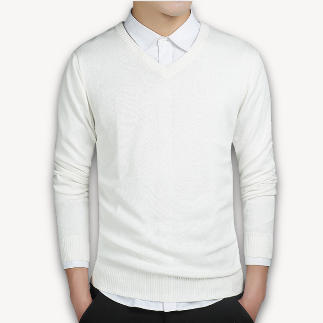 V Neck Pullover Jumper - Slim Fit Smart Casual Style