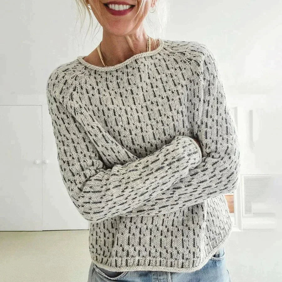 Round Neck Knit Jumper - Relaxed Fit with Textured Pattern