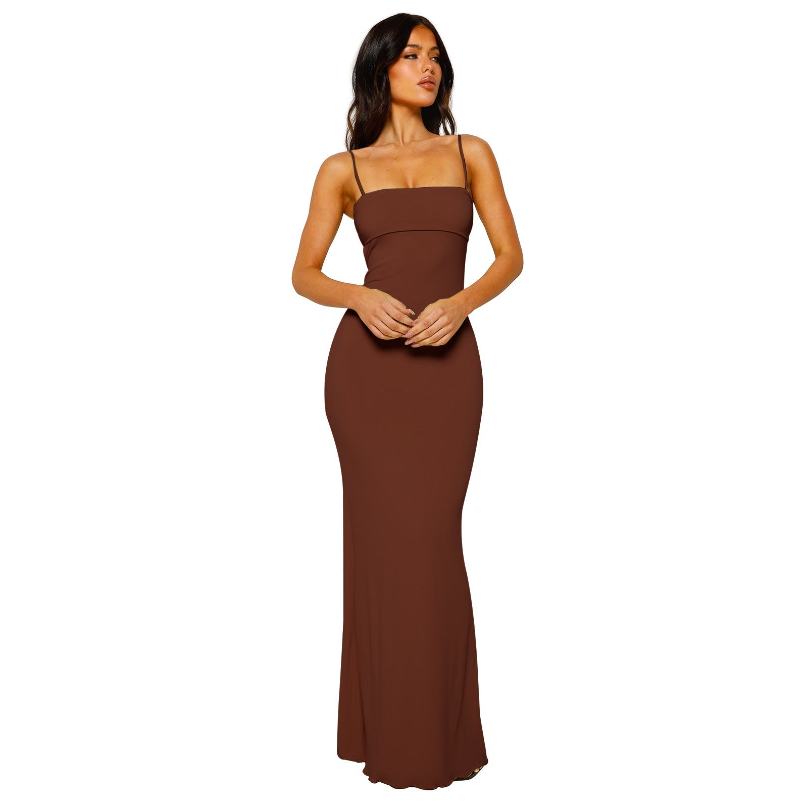 Women's Elegant Strapless Formal Wedding Guest Maxi Dress