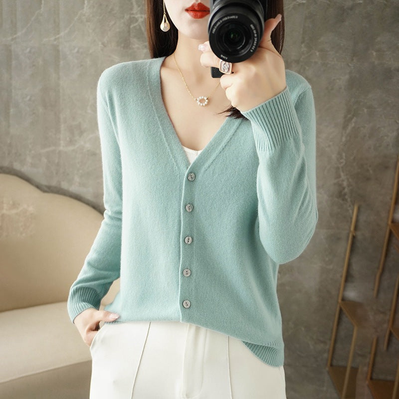 Cardigan - V Neck Button Front Knit