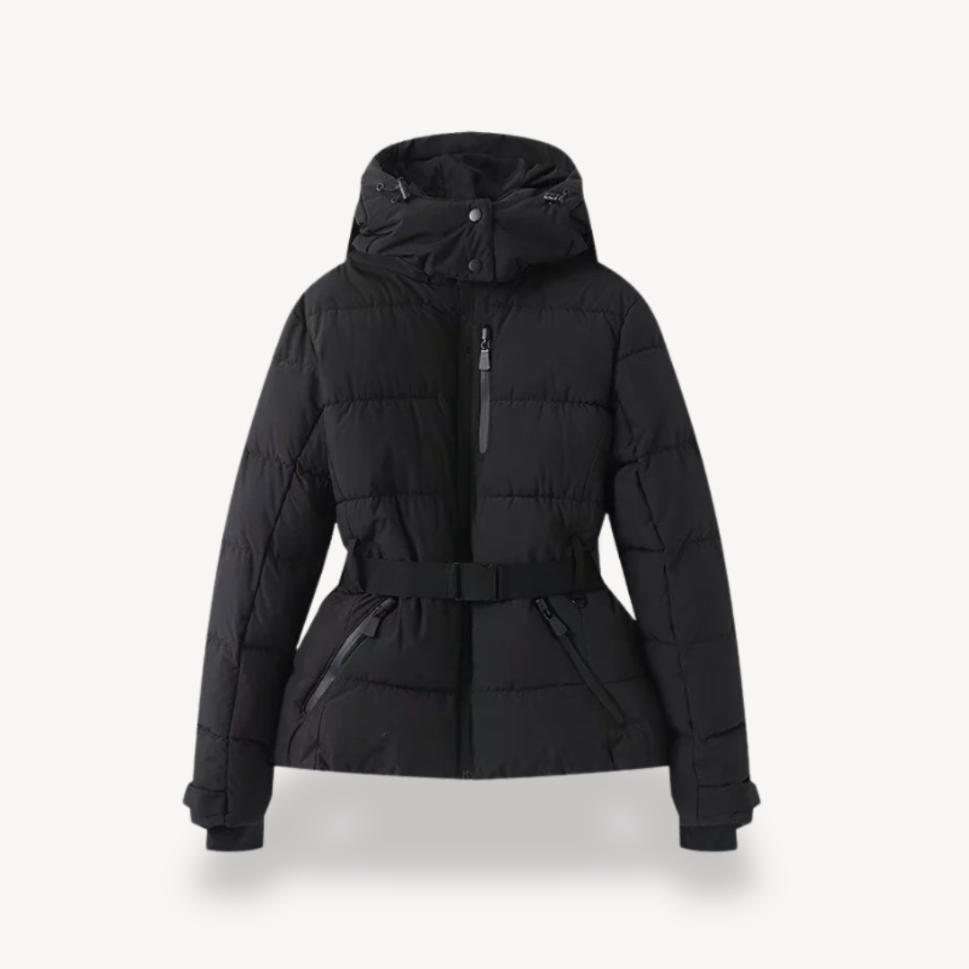 Puffer Jacket - Belted Hooded Style for Winter