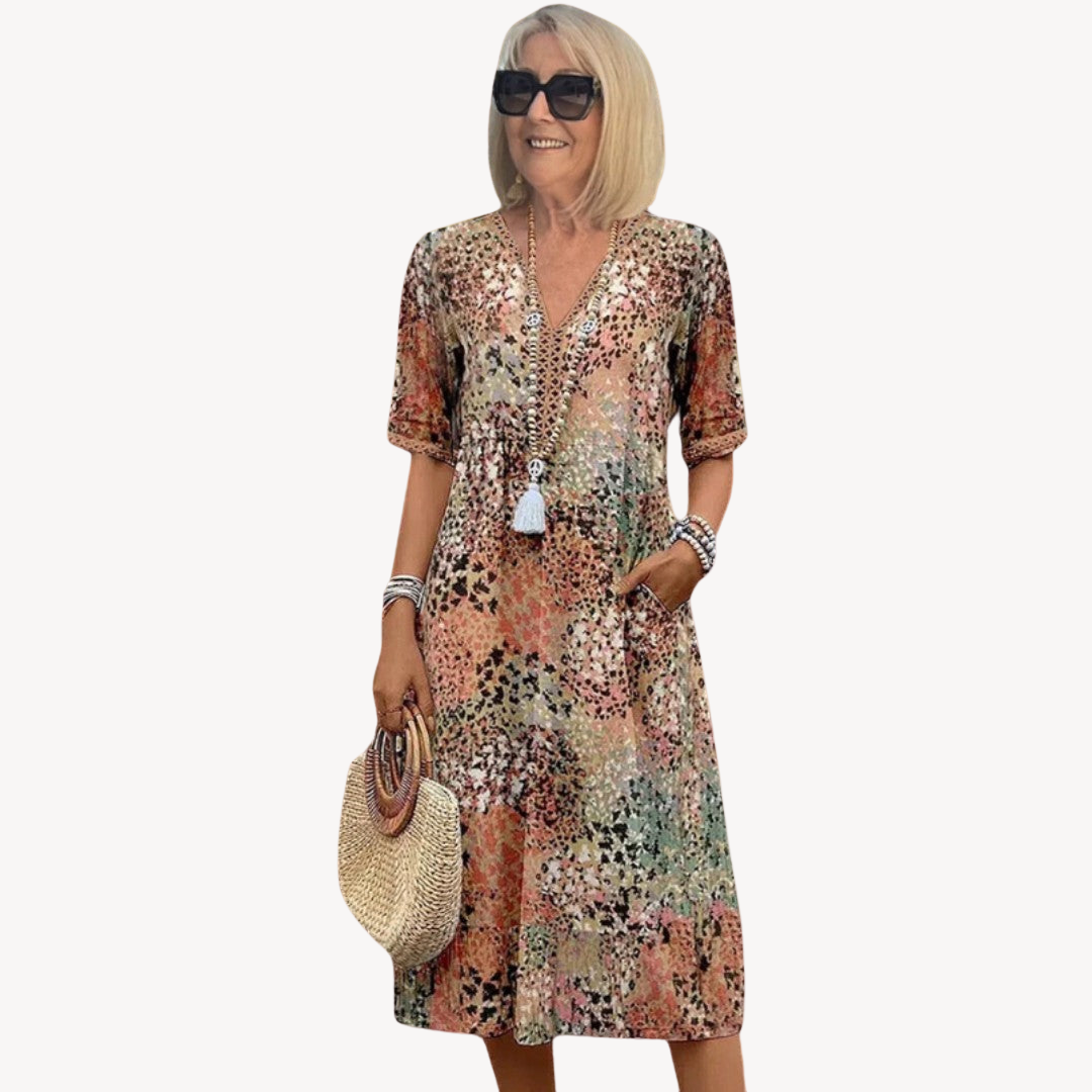 Women's Summer Boho Wrap Midi Dress