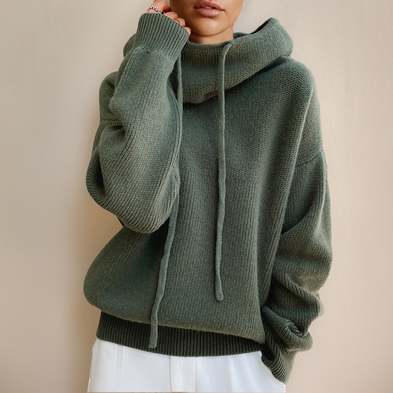 Oversized Hoodie Jumper - High Neck Drawstring Design