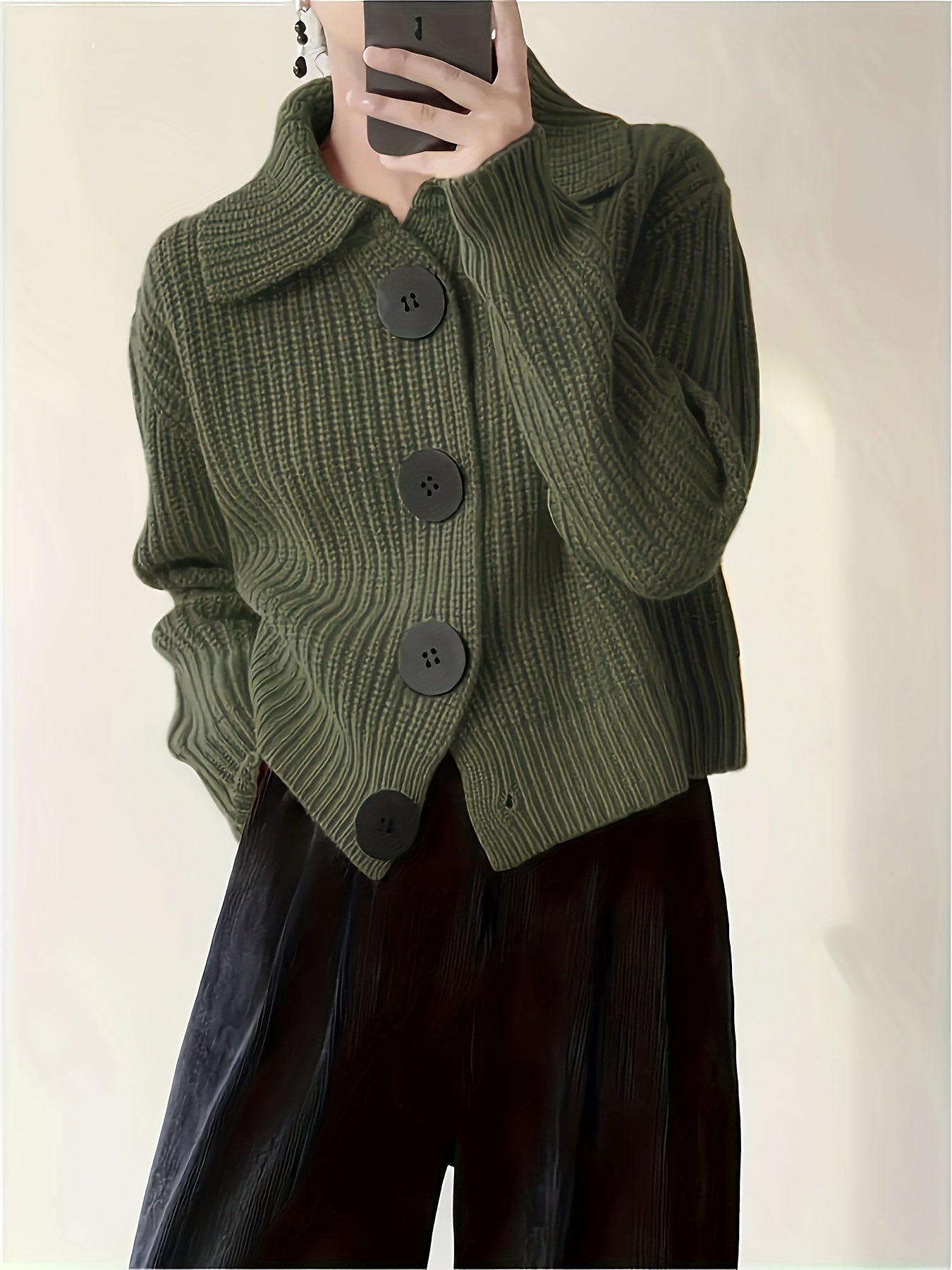 Cardigan | Oversized Fit with Large Button Detail