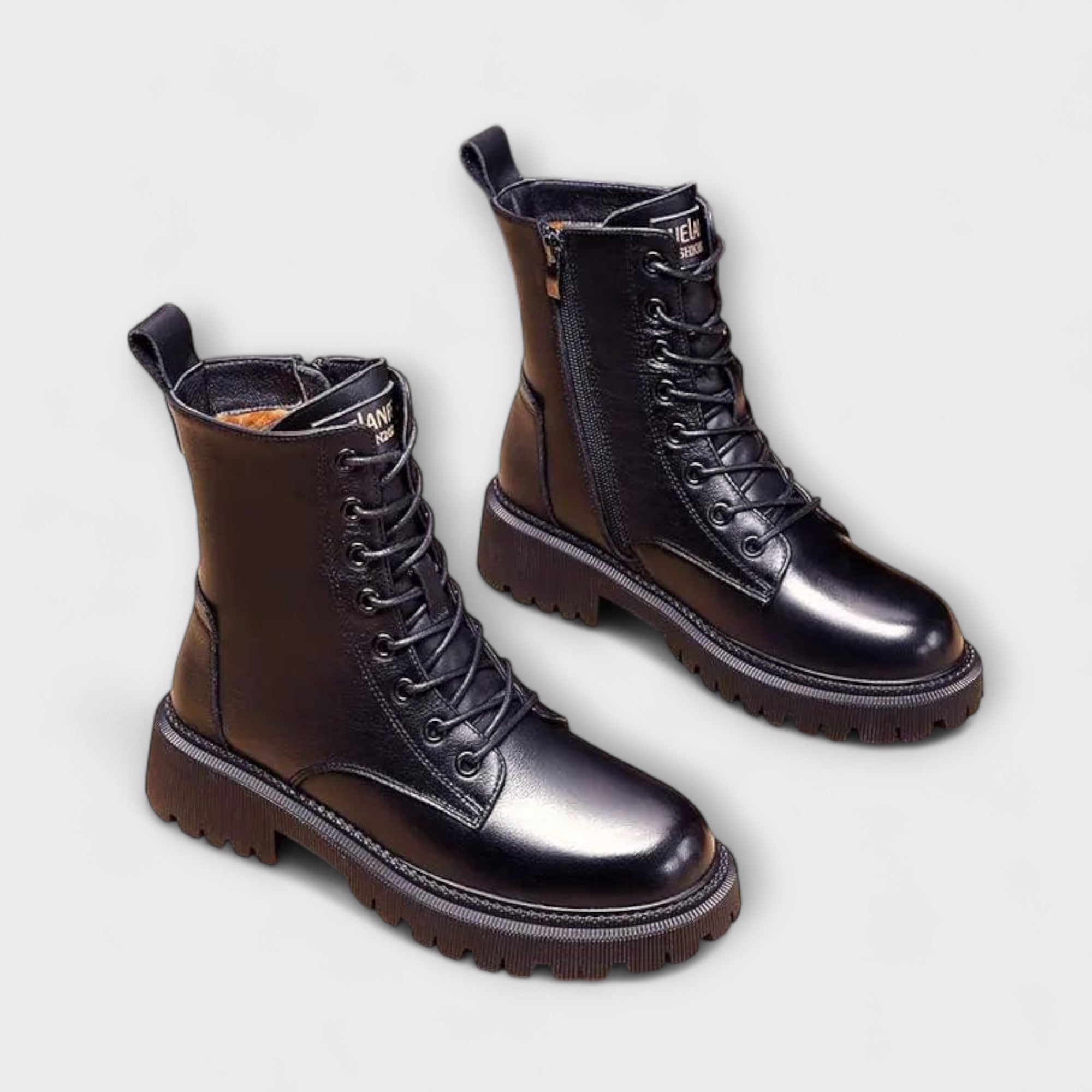 Black Chelsea Ankle Boots - Lace Up Chunky Sole