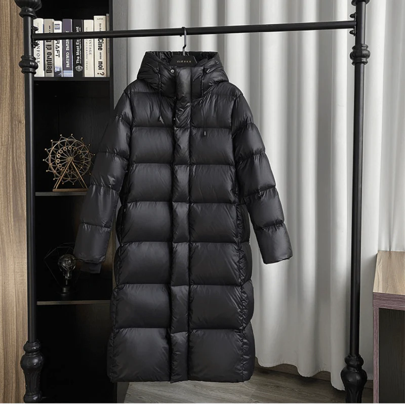 Long Puffer Coat - Hooded with Quilted Finish