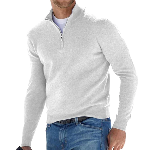 Quarter Zip Sweater | Classic Fit with Ribbed Hem