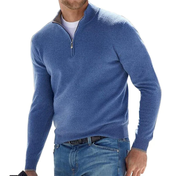 Quarter Zip Sweater | Classic Fit with Ribbed Hem