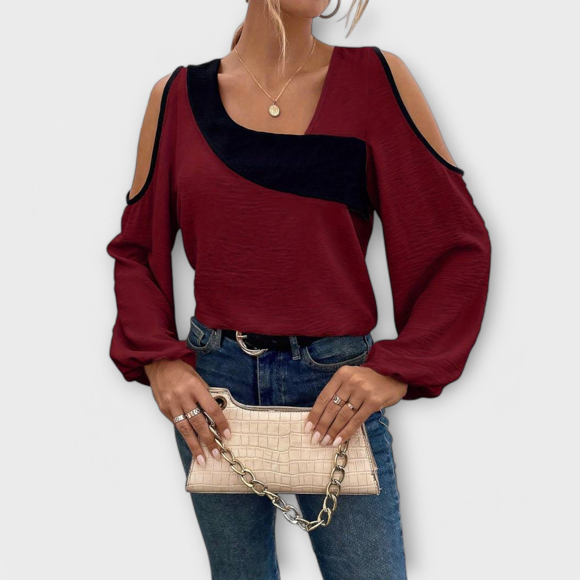 Long Sleeve Blouse | Cold Shoulder Design