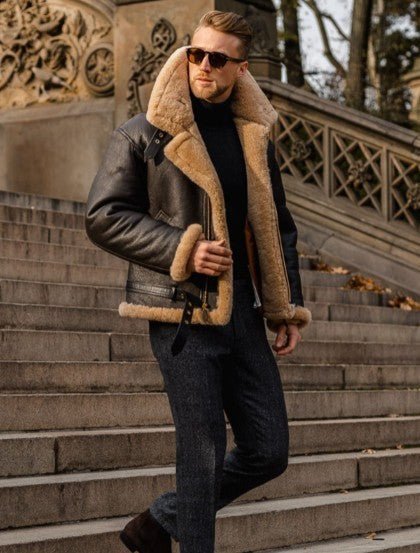 Aviator Bomber Jacket - Zip Front with Wide Collar