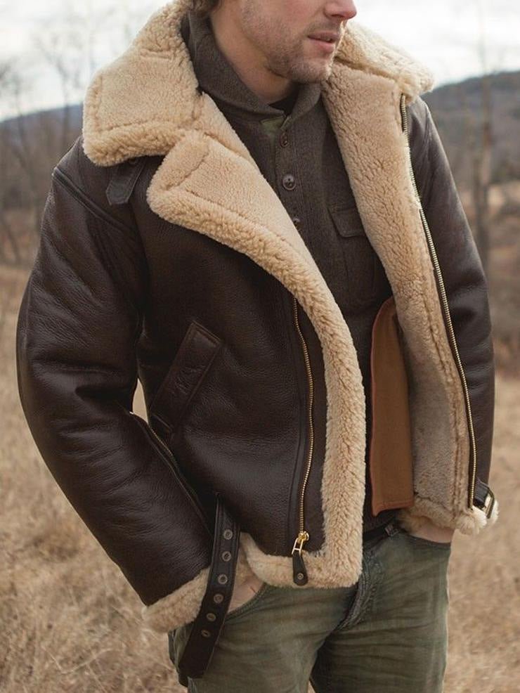 Aviator Bomber Jacket - Zip Front with Wide Collar