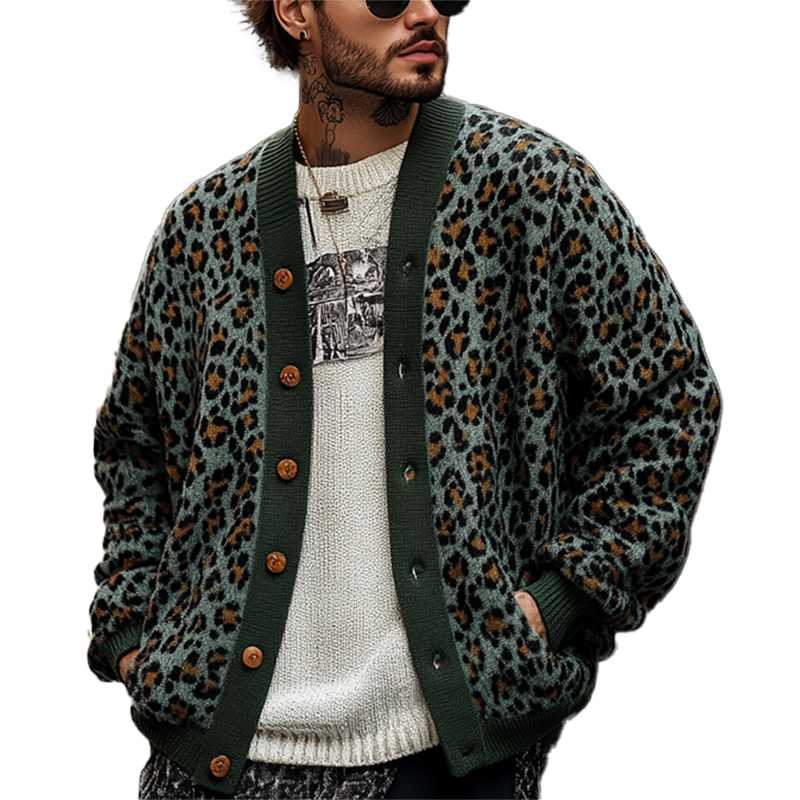 Leopard Print Cardigan - Button Front