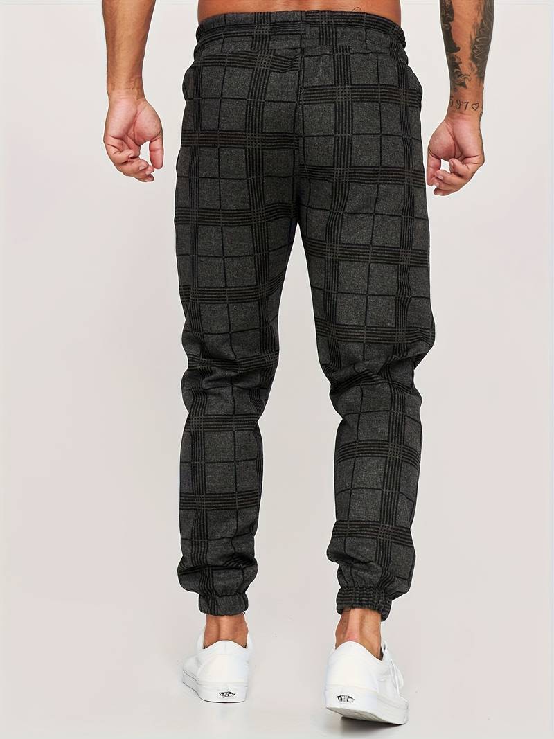 Check Print Joggers - Slim Fit with Tapered Ankle