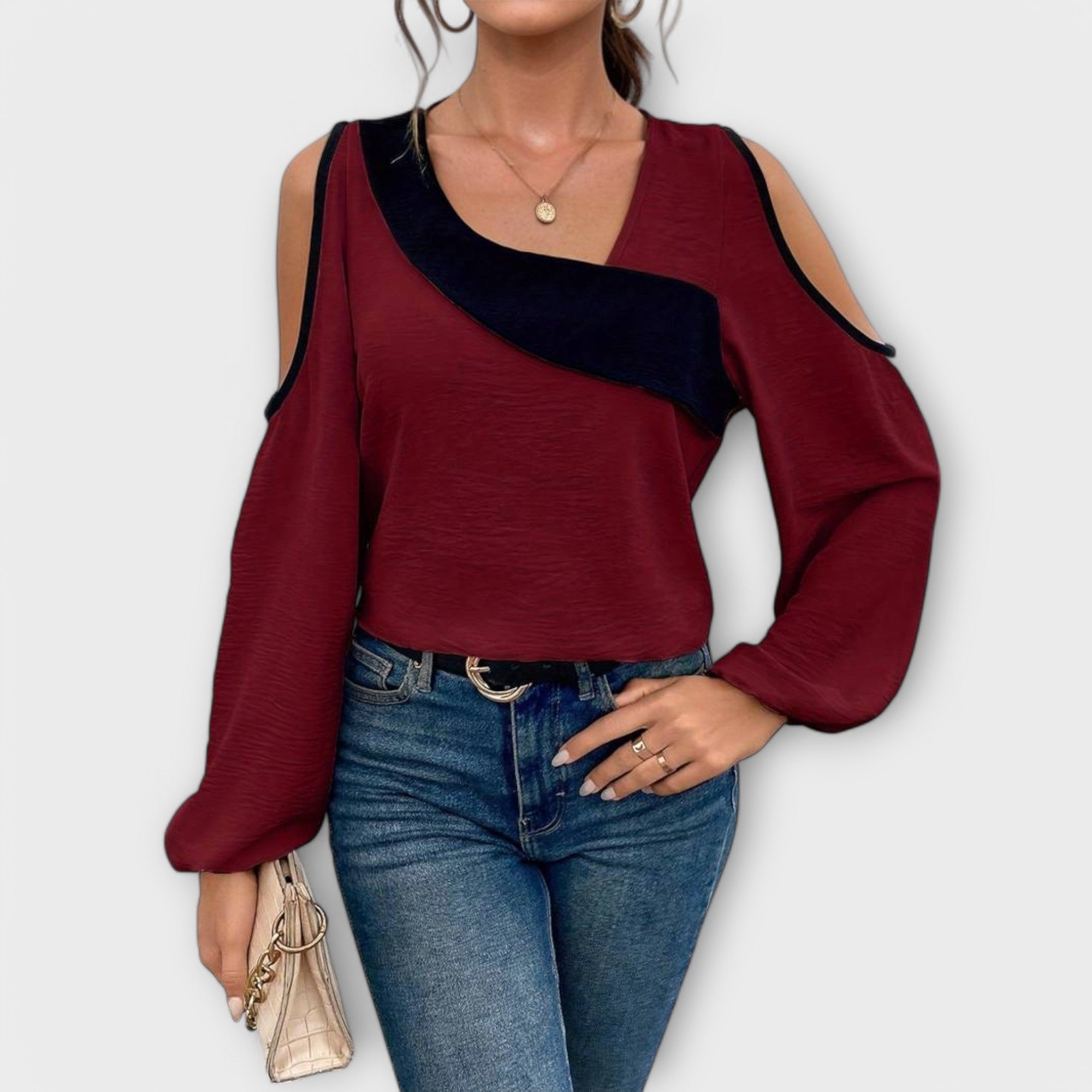 Long Sleeve Blouse | Cold Shoulder Design