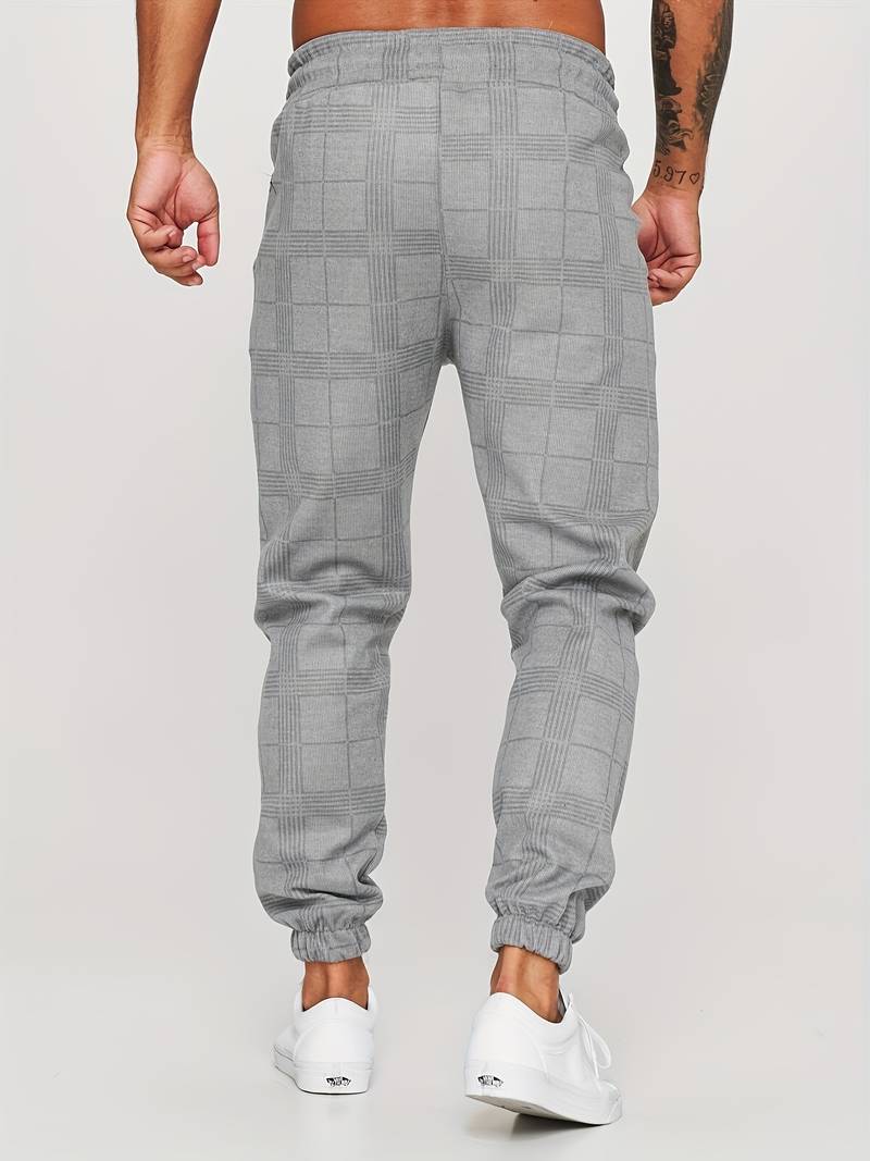 Check Print Joggers - Slim Fit with Tapered Ankle