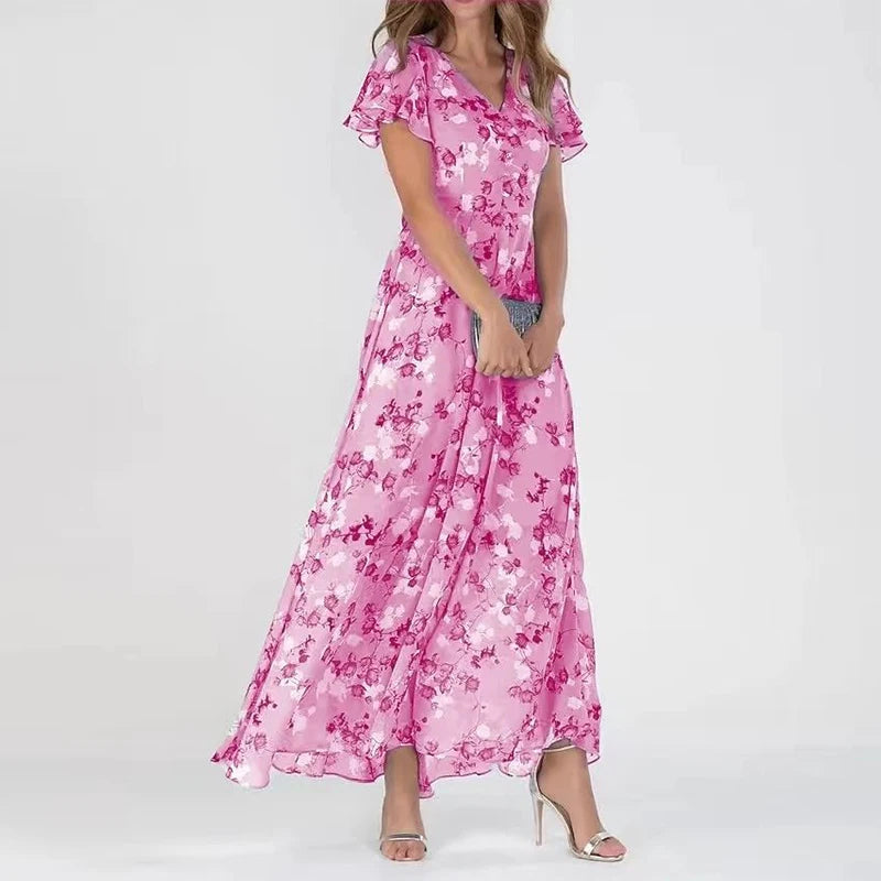 Women's Floral Wedding Guest Summer Maxi Dress