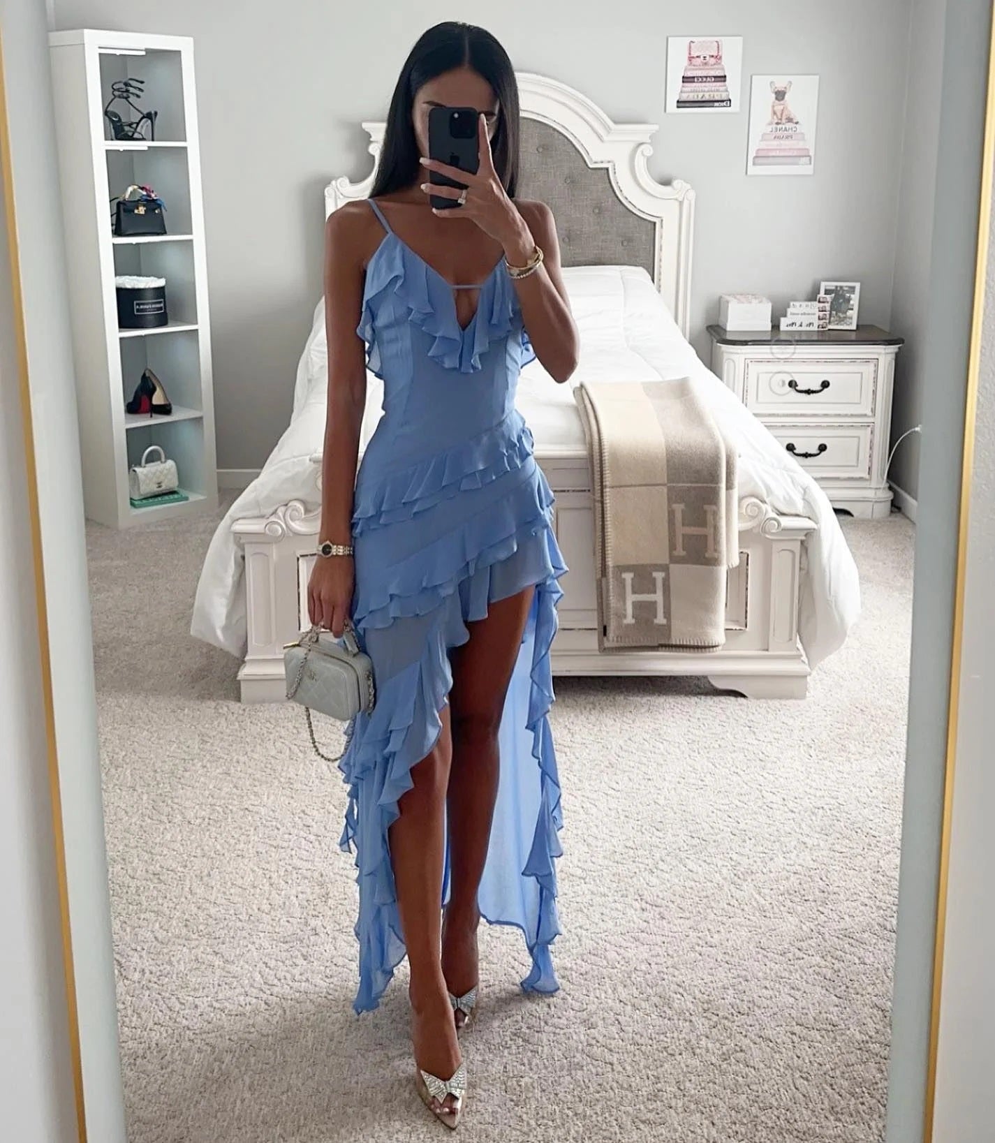 Women's Ruffle Wedding Guest Wrap Maxi Dress