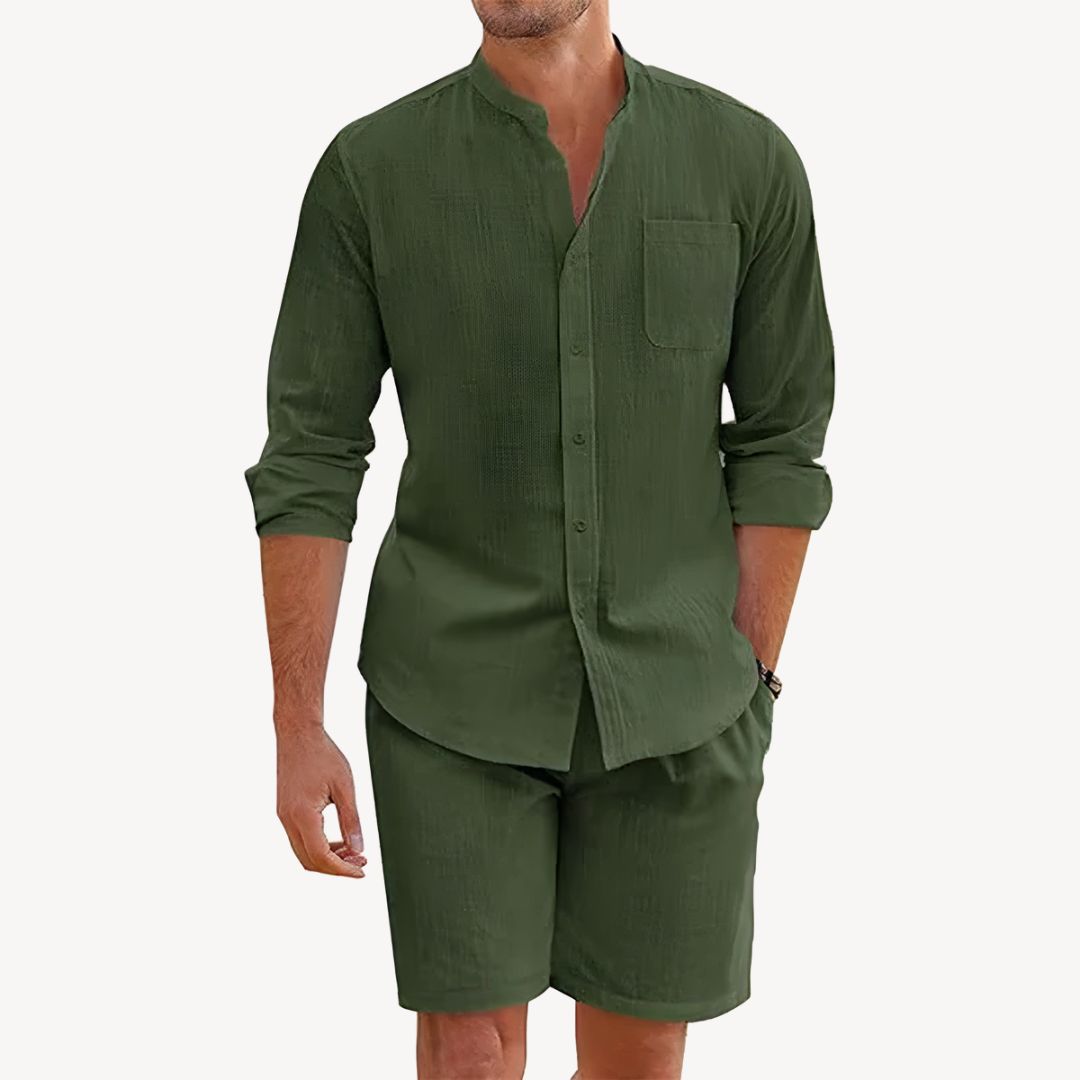 Men's Long Sleeve Shirt & Shorts Set