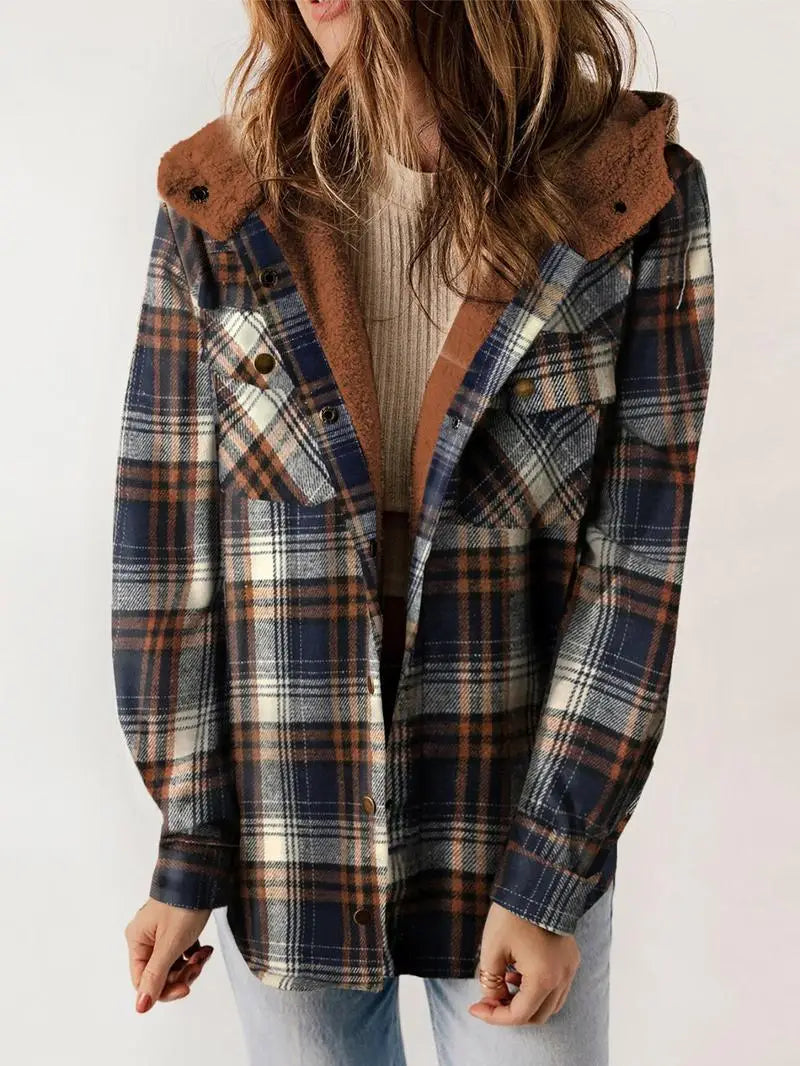 Plaid Shacket | Button Front with Hood