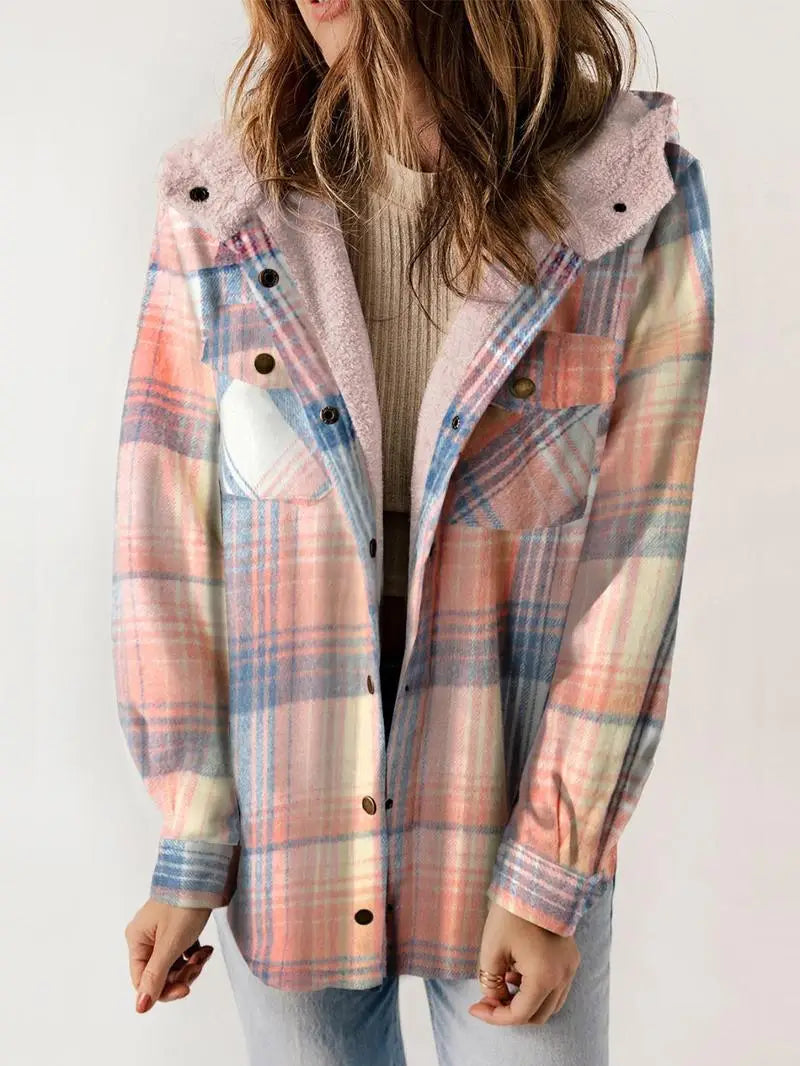 Plaid Shacket | Button Front with Hood