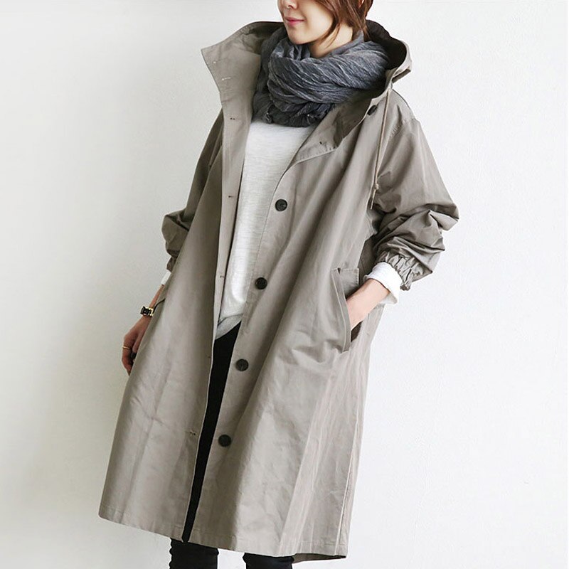 Trench Coat - Button Front Longline with Pockets