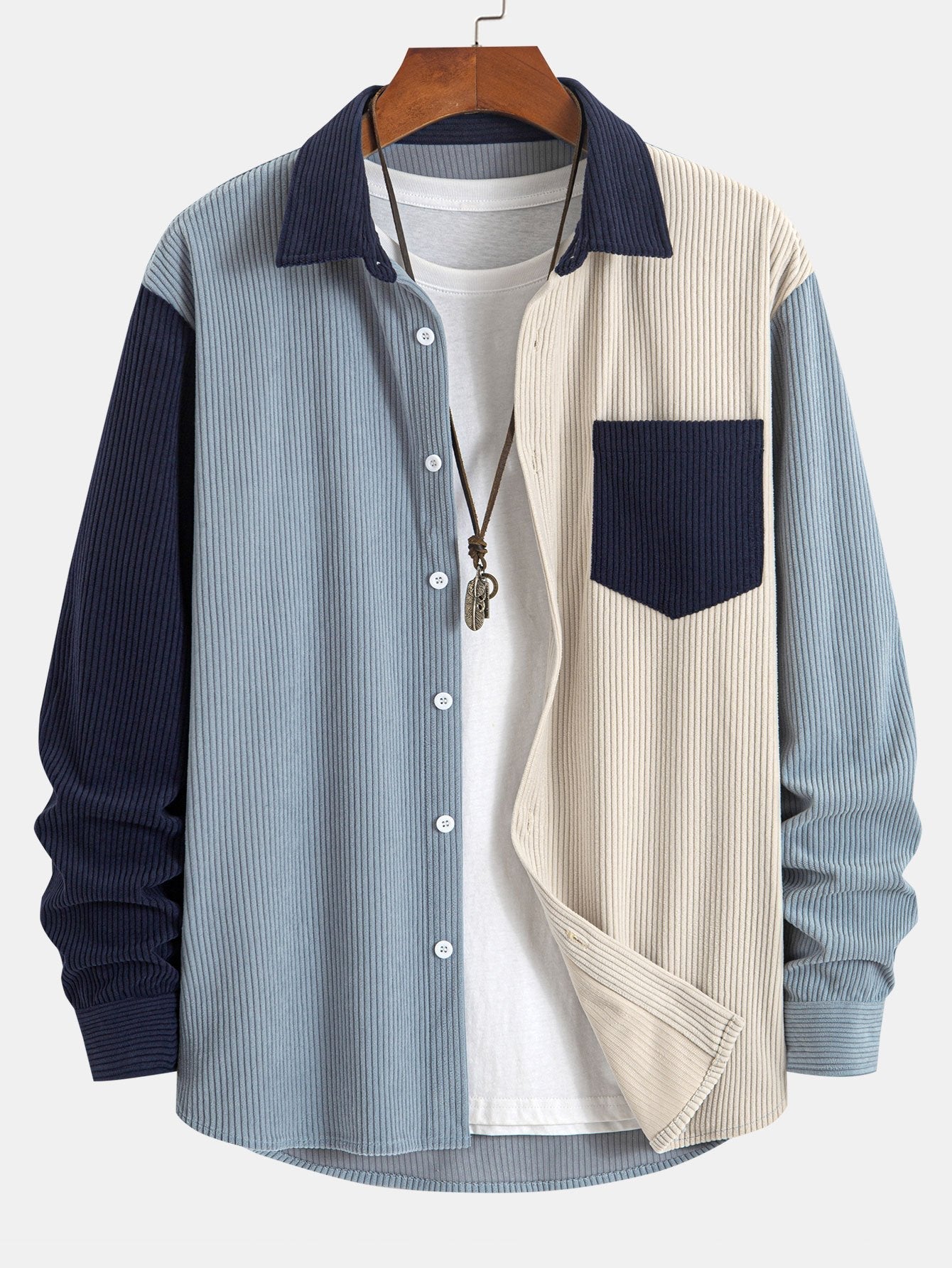 Button Down Shirt | Long Sleeve Patchwork Design