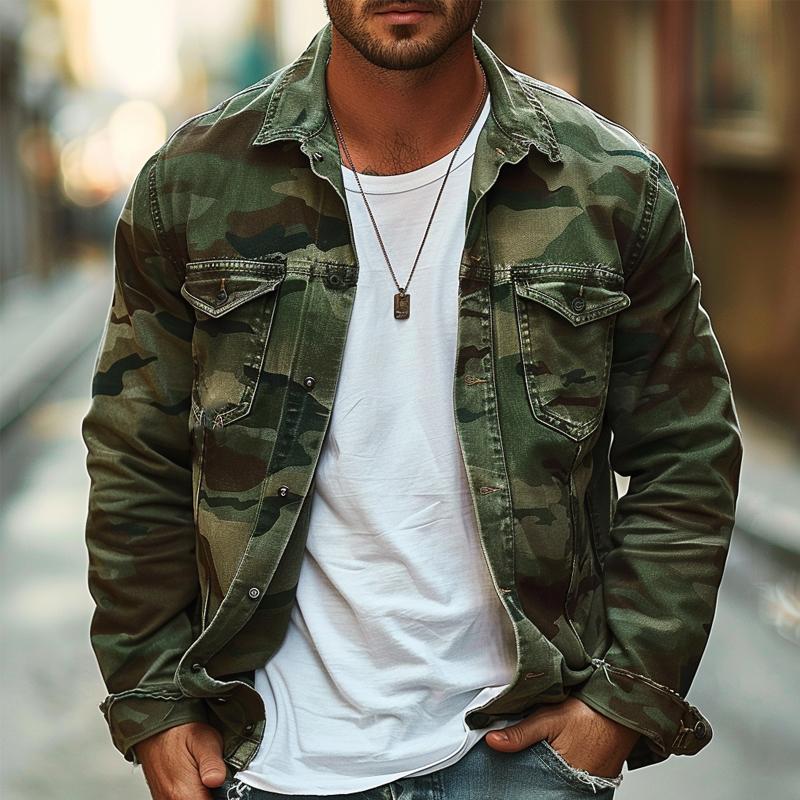 Camo Jacket | Button Front Military Style