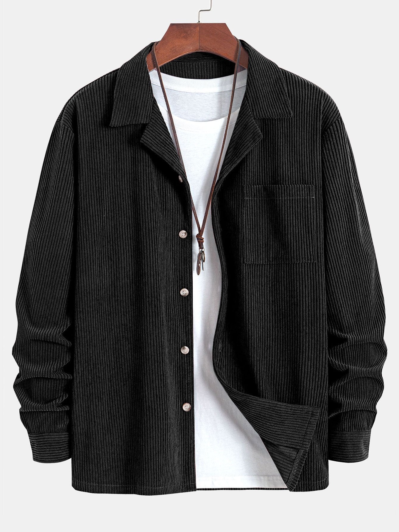 Open Collar Shirt | Long Sleeve Button Down