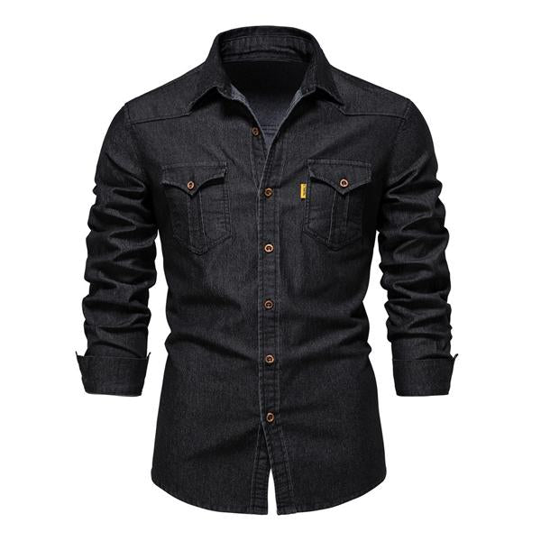 Denim Blouse | Long Sleeve with Button Front and Chest Pockets