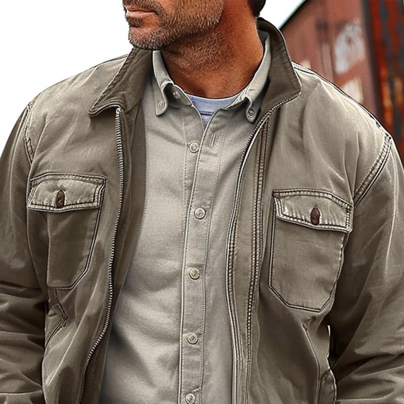 Casual Zip Trucker Jacket | Field Style with Chest Pockets