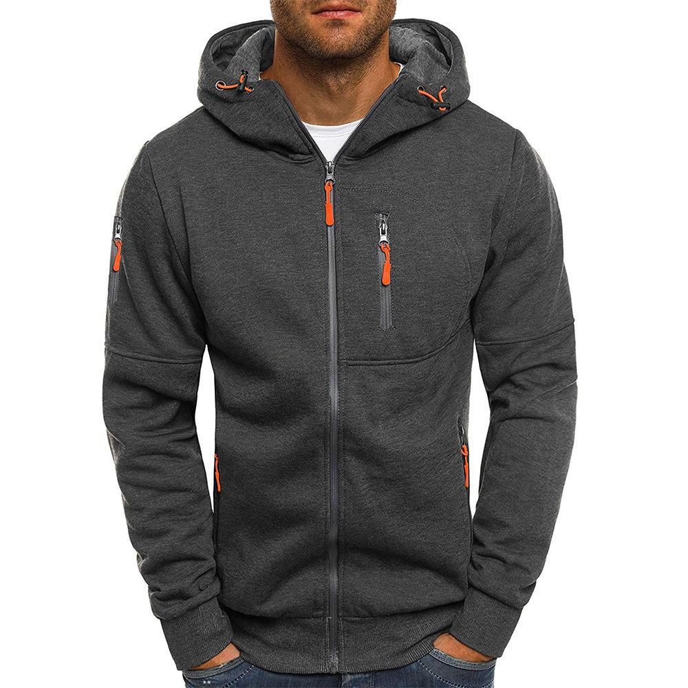 Zip Up Hoodie - Drawstring Hood with Multiple Zipper Pockets
