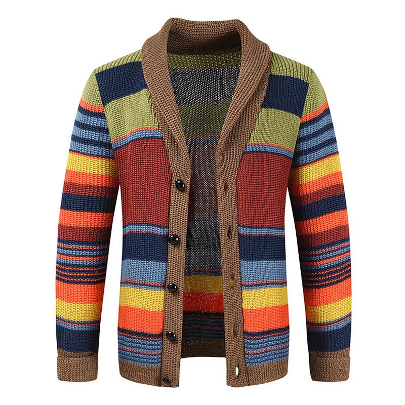 Button Front Cardigan - Striped Pattern