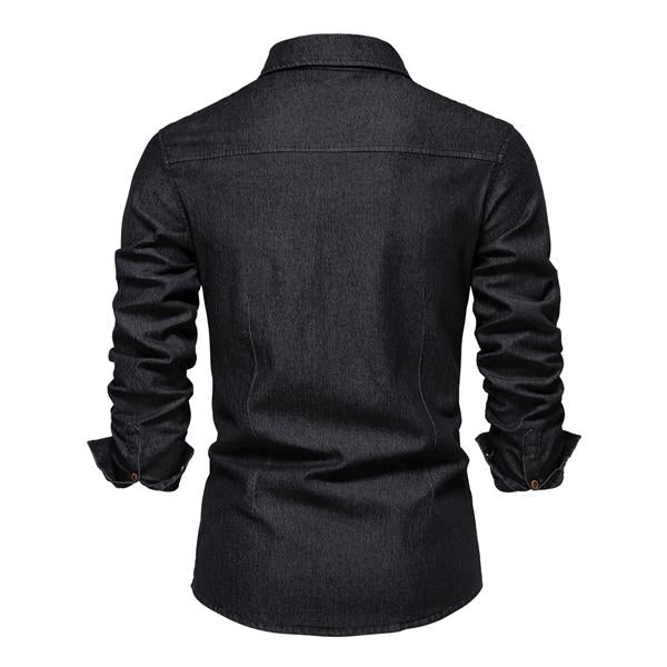 Denim Blouse | Long Sleeve with Button Front and Chest Pockets