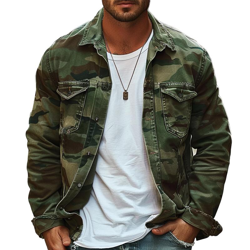 Camo Jacket | Button Front Military Style