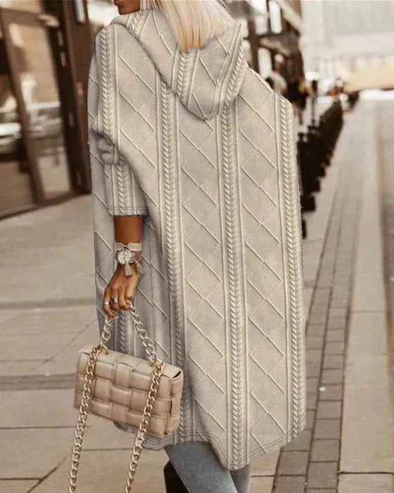 Long Knit Cardigan - Hooded Open Front