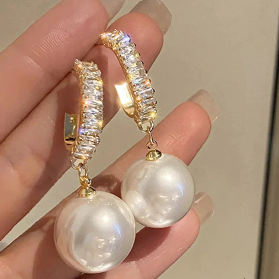Pearl Drop Earrings | Hoop Design