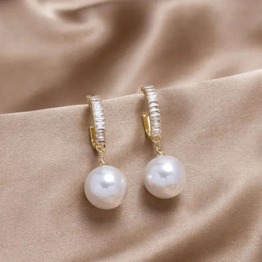 Pearl Drop Earrings - Hoop Design