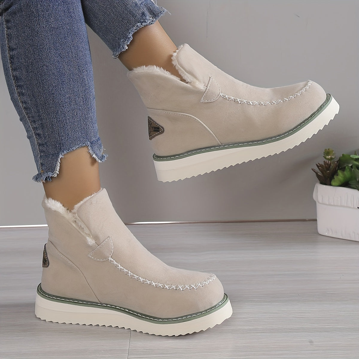 Ankle Boots - Flat Sole with Warm Lined Interior