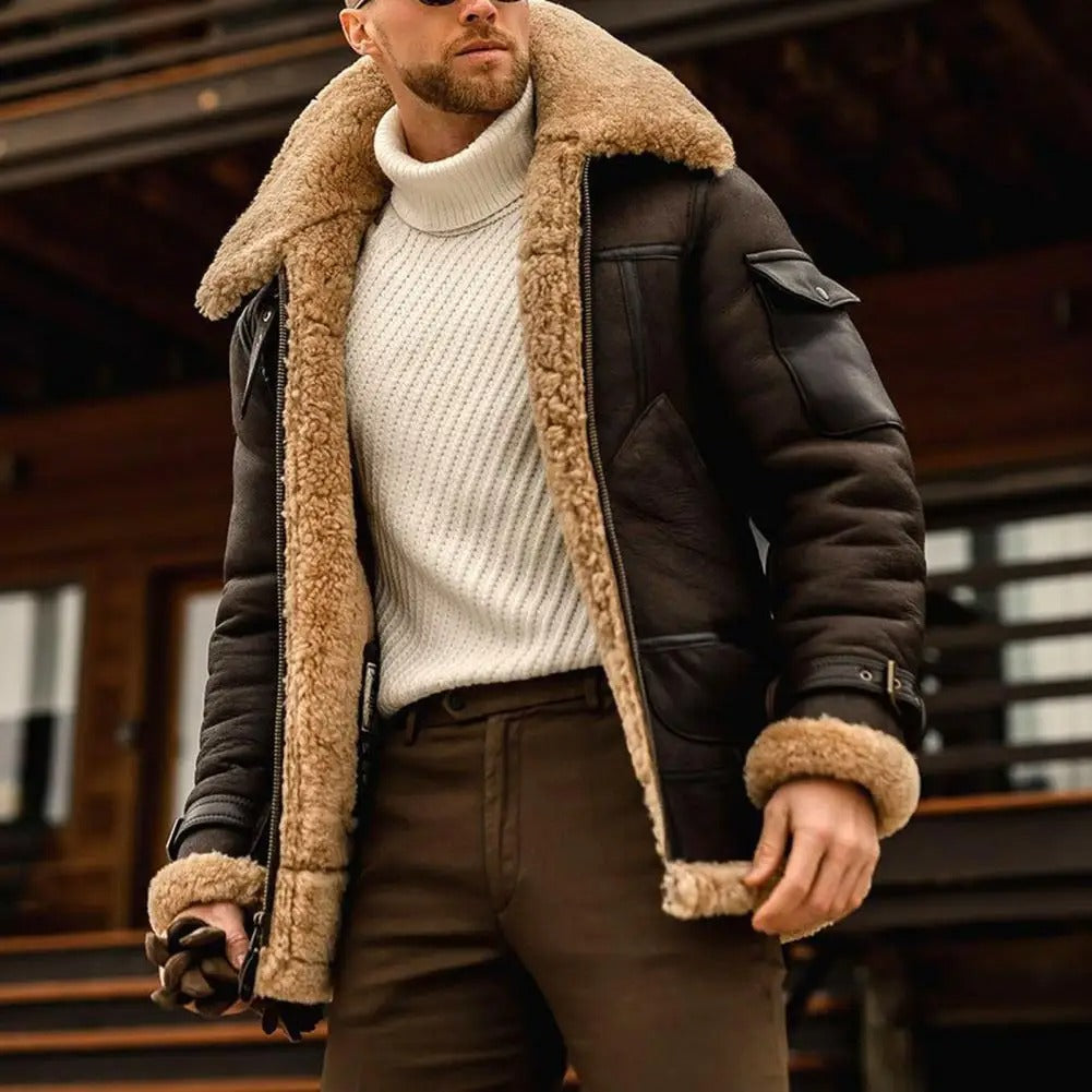 Aviator Jacket | Shearling Collar and Cuffed Design