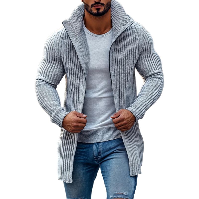 Ribbed Knit Cardigan - Open Front