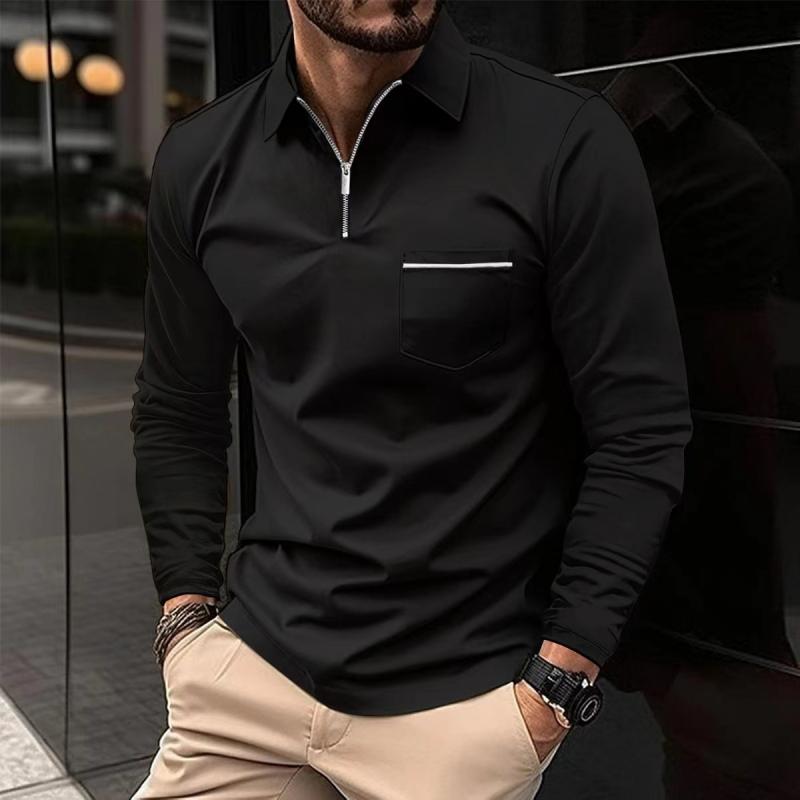Long Sleeve Polo Shirt | Zip Neck with Chest Pocket
