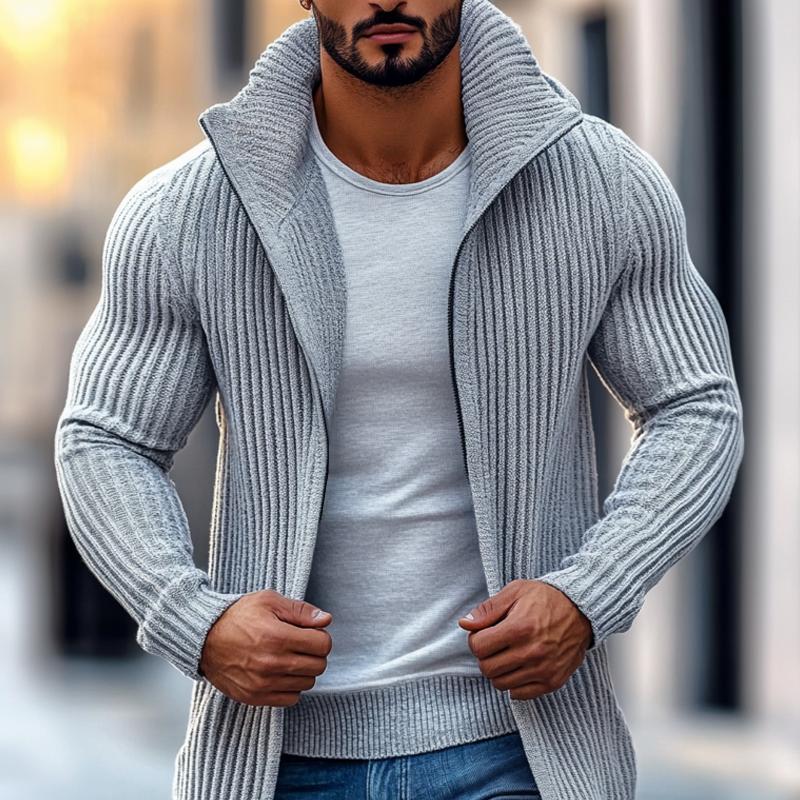 Ribbed Knit Cardigan - Open Front