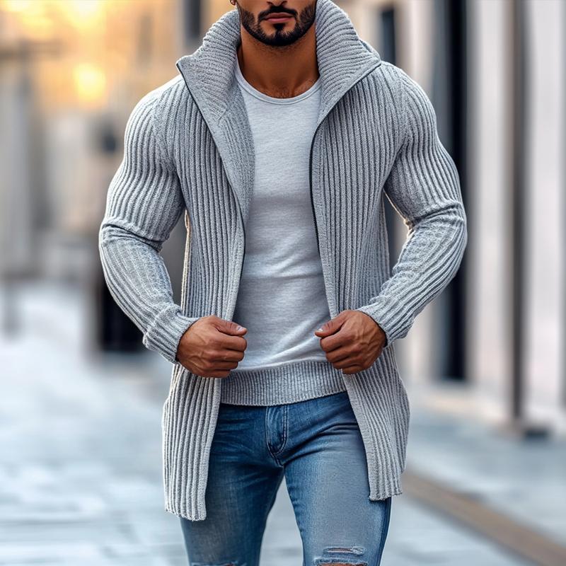 Ribbed Knit Cardigan - Open Front