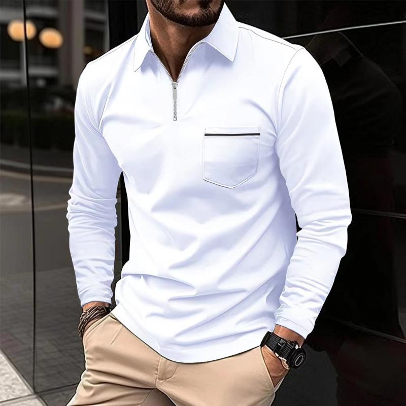 Long Sleeve Polo Shirt | Zip Neck with Chest Pocket