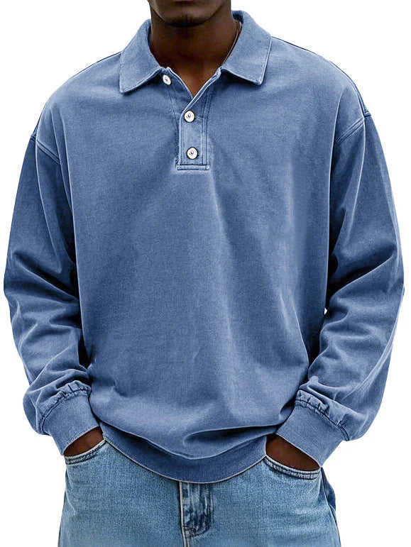 Long Sleeve Polo Shirt - Relaxed Fit