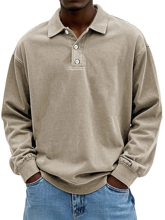 Long Sleeve Polo Shirt - Relaxed Fit