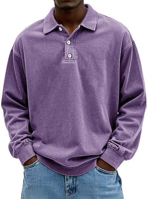 Long Sleeve Polo Shirt - Relaxed Fit