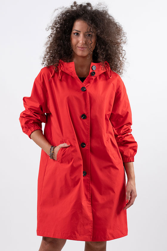 Hooded Rain Coat | Button Front Design