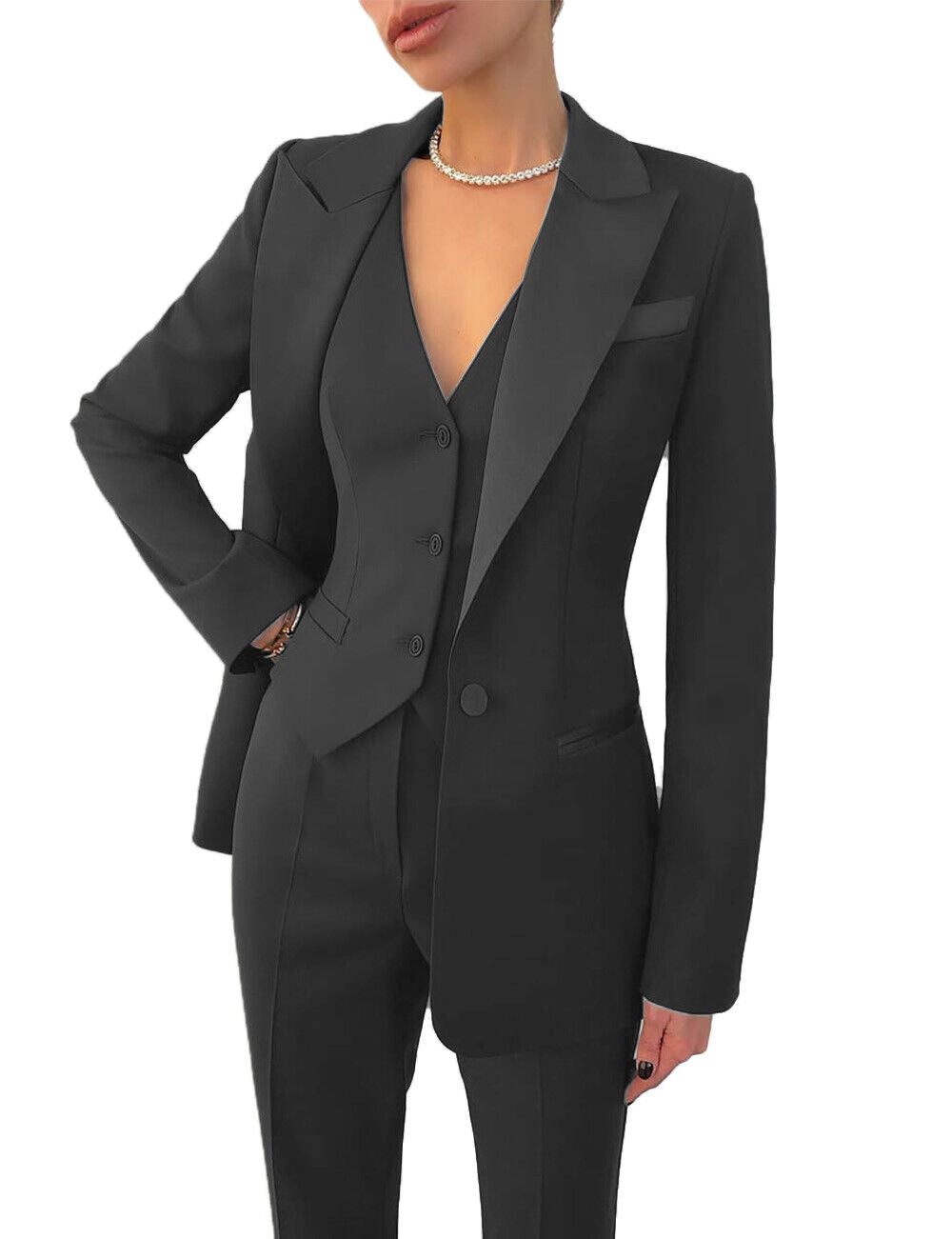 3 Piece Trouser Suit - Fitted Blazer and Waistcoat