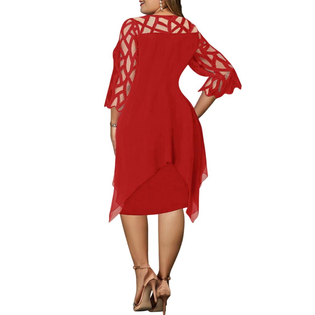 Midi Dress - Layered Hem with Sheer Sleeve Cutouts Guest Dress